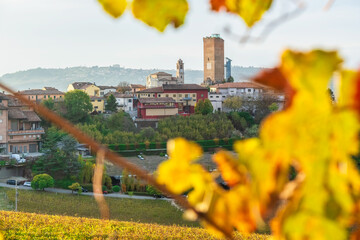 Picturesque Langhe Countryside with Vineyards and Historic Architecture