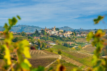 Picturesque Langhe Countryside with Vineyards and Historic Architecture