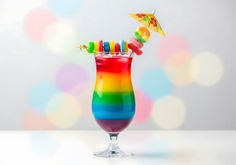 Celebrate Pride Month with this Vibrant Rainbow Cocktail for Summer Fun and Festive Events. Perfect for Social Media Marketing and Eye-Catching Campaigns