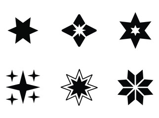 Set of black starburst shapes for design elements and graphic resources