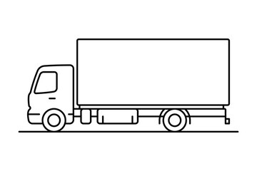 Truck icon. Black outline linear silhouette. Editable strokes. Side view. Vector simple flat graphic illustration. Isolated object on a white background.