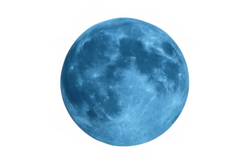 Blue moon displaying full phase craters and surface details, symbolizing rarity and cosmic beauty