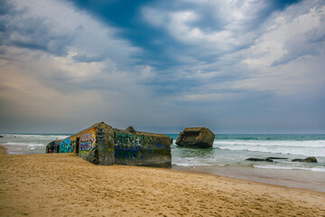 Les bunkers de la Plage Santocha à Capbreton en France