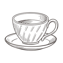 minimalist vector of a ceramic teacup and saucer