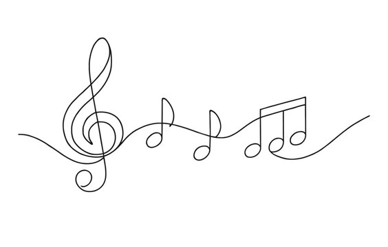 minimalist black line music notes and clef clip art preview