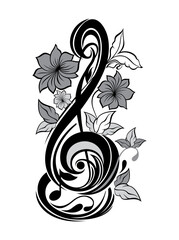 Treble Clef music note icon. Decorative musical symbol note background icon