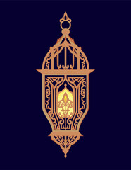Arabic Lamp with on shiny abstract night background for Ramadan Kareem.