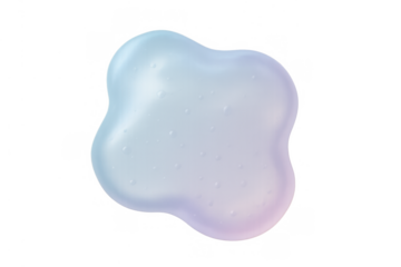 Iridescent cosmetic gel blob texture with bubbles on a transparent background, showing beauty and skincare product concept