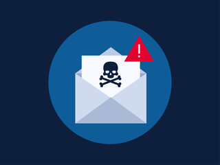 Spam email warning concept vector illustration in modern flat design