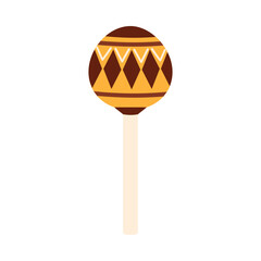 Traditional African maraca with geometric pattern isolated on white background vector illustration
