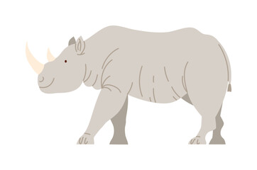 Minimalist isolated African rhinoceros perfect for wildlife education, safari themes, or conservation projects vector illustration