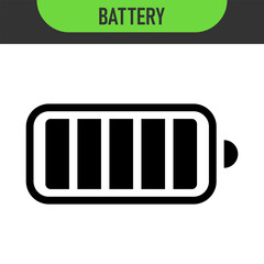 Set of battery icon . Full and low battery charge icons. Color icons set. Black icons