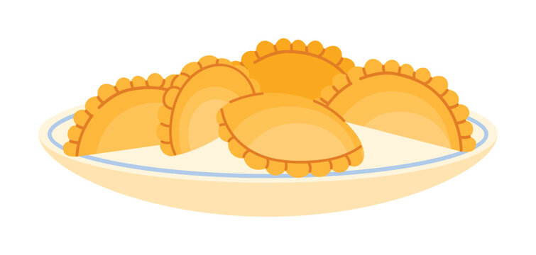 Traditional Argentinian empanadas served on a plate, delicious food concept, isolated vector illustration