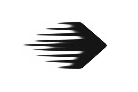 Black arrow symbol showing fast movement and direction. A transparent alpha channel background makes it easy to integrate