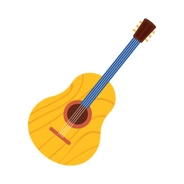 Colorful isolated Brazilian acoustic guitar on white background for music and culture concepts vector illustration