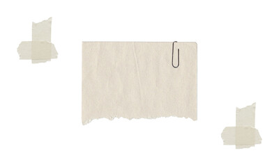 Torn Notes with Paper Clip on Transparent Background Illustration Vector. Torn paper note with clip, perfect for journaling, digital scrapbooking, and minimalist design projects.