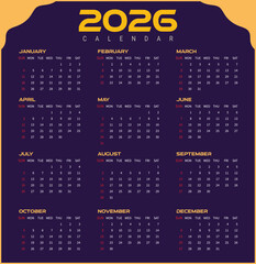 2026 vector colorful calendar design