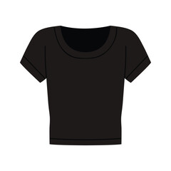 Simple isolated black women t-shirt on white background for fashion and apparel concepts vector illustration