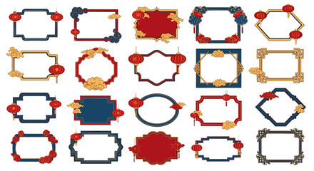 Obraz premium Collection of decorative chinese new year frames and borders