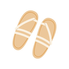 Minimalist isolated women sandals with beige straps on white background for summer fashion vector illustration