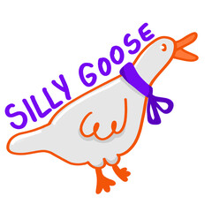 silly goose illustration, cute duck, element digital drawing © Ana