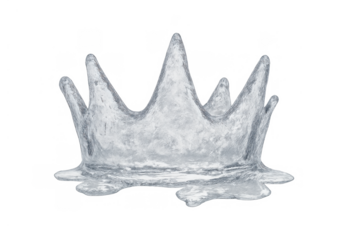 Ice crown splashing from water, symbolizing royalty, power, and leadership, on a transparent background