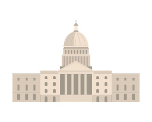 Minimalist isolated United States Capitol building on white background for government and history concepts vector illustration