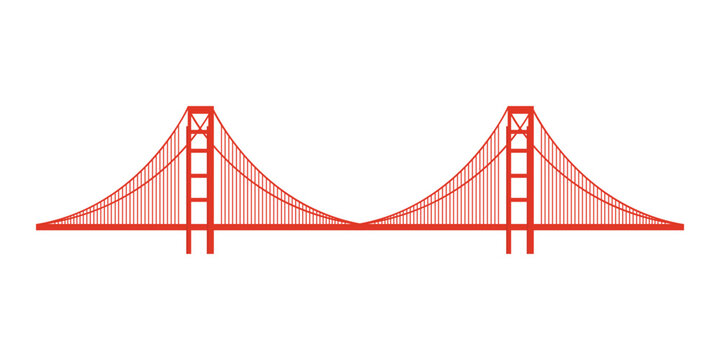 Minimalist isolated depiction of the Golden Gate Bridge for travel and USA themed vector illustration