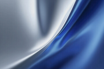 Blue and silver satin texture with soft folds and elegant metallic reflections