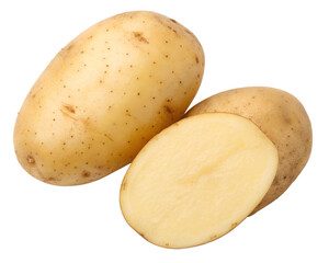 potatoes isolated on transparent white background full depth of field clipping path