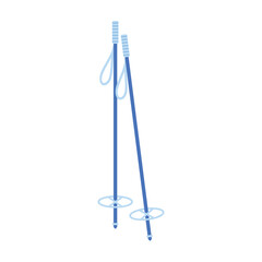 Minimalist isolated blue ski poles for Norway winter sports and outdoor adventure vector illustration