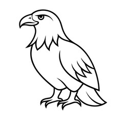 Stylized black outline of a majestic eagle standing proud isolated on white background