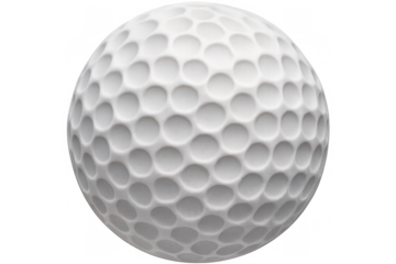 White golf ball with dimples on transparent background, illustrating sport, leisure, and competitive game concepts