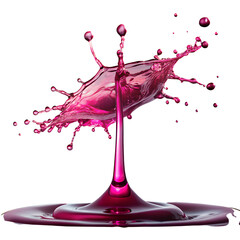 Dynamic Pink Liquid Splash Frozen in Mid- Air Against Black water splash fluid dynamics isolated on a transparent background