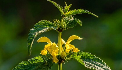 Close-up of Yellow Flowers and Green Leaves Illuminated by Sunlight