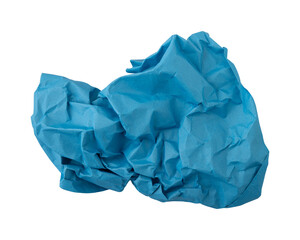 Fototapeta premium Blue crumpled paper isolated on transparent background