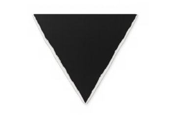 Ripped paper triangle shape on transparent background creating torn hole with blank empty space frame