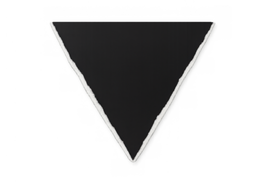 Ripped paper triangle shape on transparent background creating torn hole with blank empty space frame