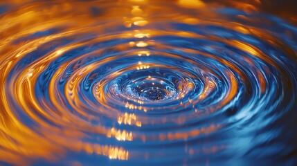 Laser interference rings spiral vortex pattern blue orange light waves swirling motion electromagnetic radiation physics optics fluid dynamics wave mechanics