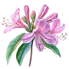 Honeysuckle flower watercolor painting vector, isolated on a white background.
