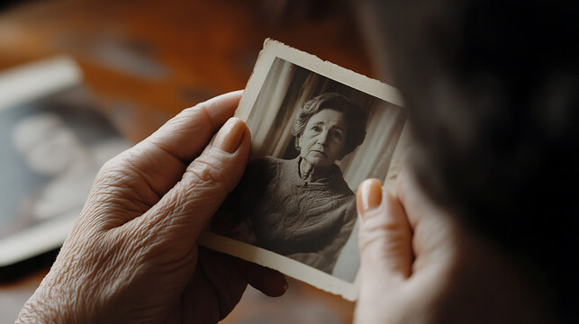 A moment of reflection: Holding a vintage photograph, the weight of memories palpable in the delicate touch. A bridge to the past, stories untold.