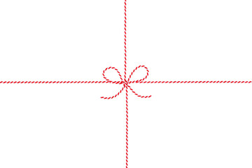 Red and White String Rope with Crossed Bow Isolated on White and Png Transparent Background,...