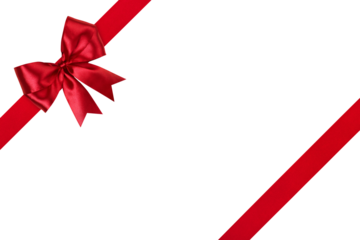 Red Bow Ribbon Isolated on White and Png Transparent Background, Clipping Path Included