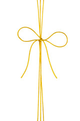 Golden Rope with Knotted Bow Isolated on White and Png Transparent Background