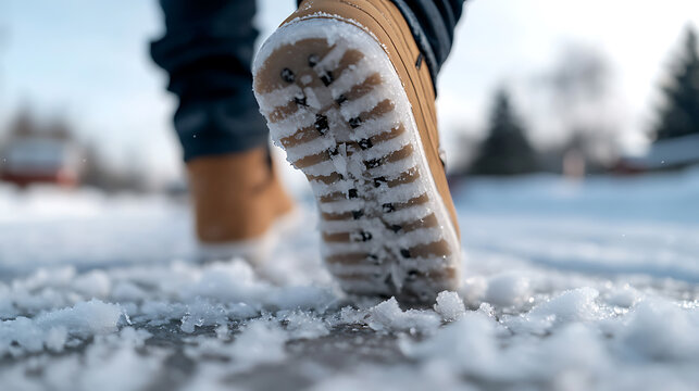Footwear designed to brave the winter elements, offering traction and warmth in snowy conditions. These boots stand ready for winter adventures, one step at a time.