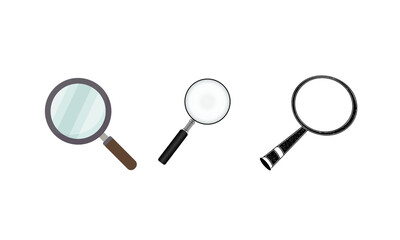 Magnifying Glass Icons Set Isolated on Transparent Background Illustration Vector. Set of magnifying glass icons for search, detective, and research themes in digital or print design.