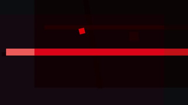 Abstract red line with a small square on a dark background, minimalist digital art