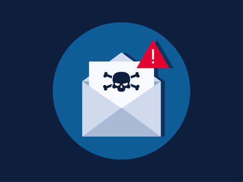 Spam email warning concept vector illustration in modern flat design