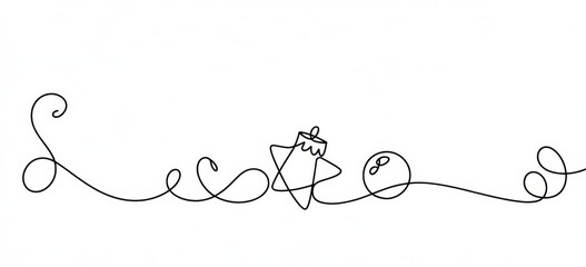 Continuous line drawing of Christmas ornaments star and bauble simple vector illustration for holiday design