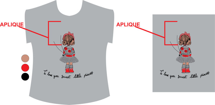 Princess with Balloons Vector Illustration T-shirt Design